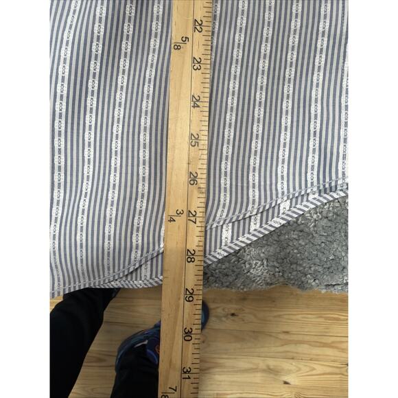 BUGATCHI Shaped Fit Large Blue Geometric Striped Flip Cuff Casual Mens - Picture 5 of 8